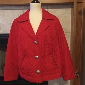 Red, lightweight quilted jacket